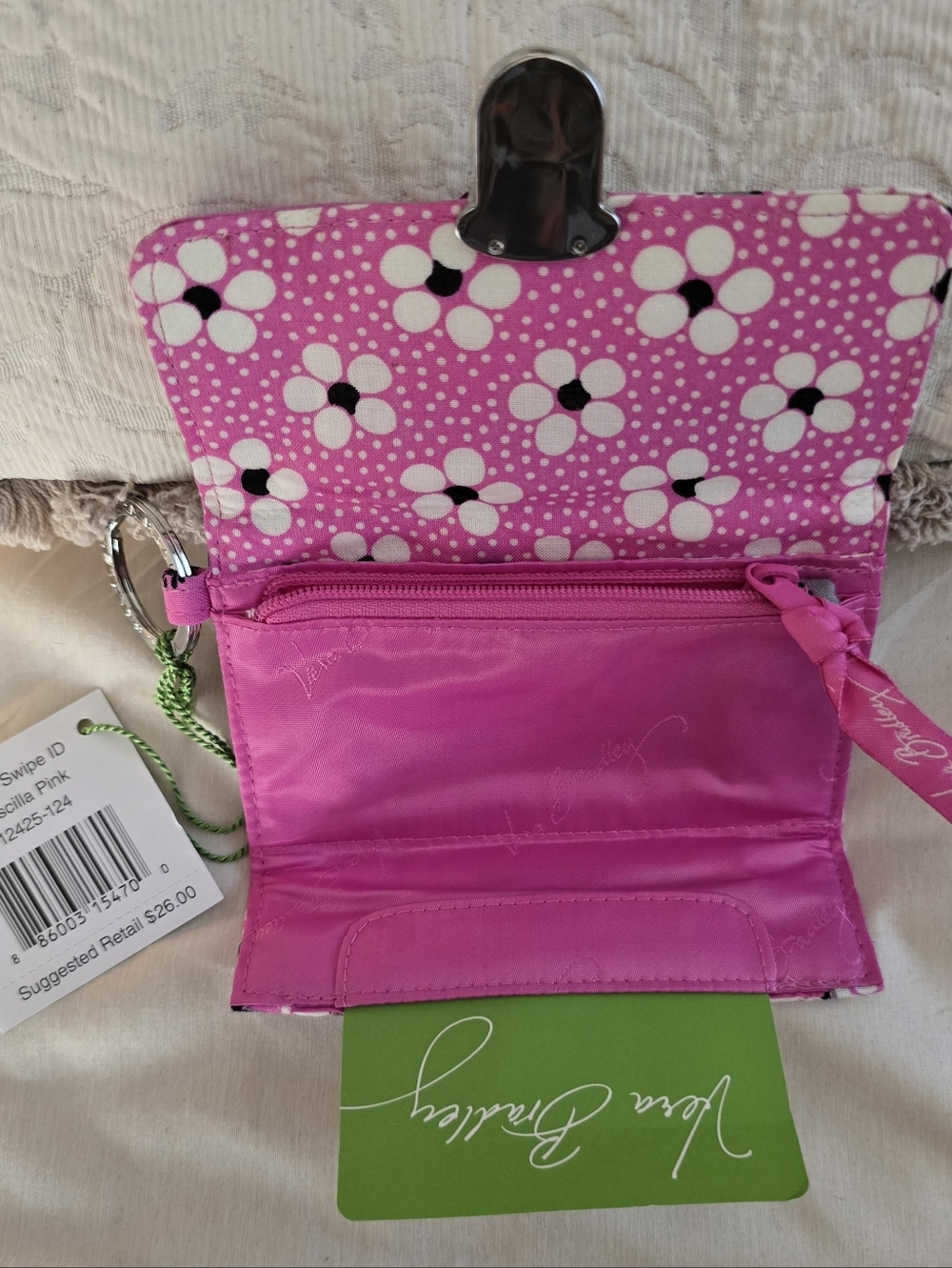 NWT Vera Bradley Priscilla Pink Quick Swipe ID Wallet Floral HTF Retired 2013